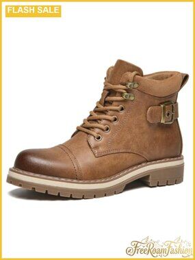 Faux Suede Ankle Boots with Belted Buckle Motorcycle Combat Booties
